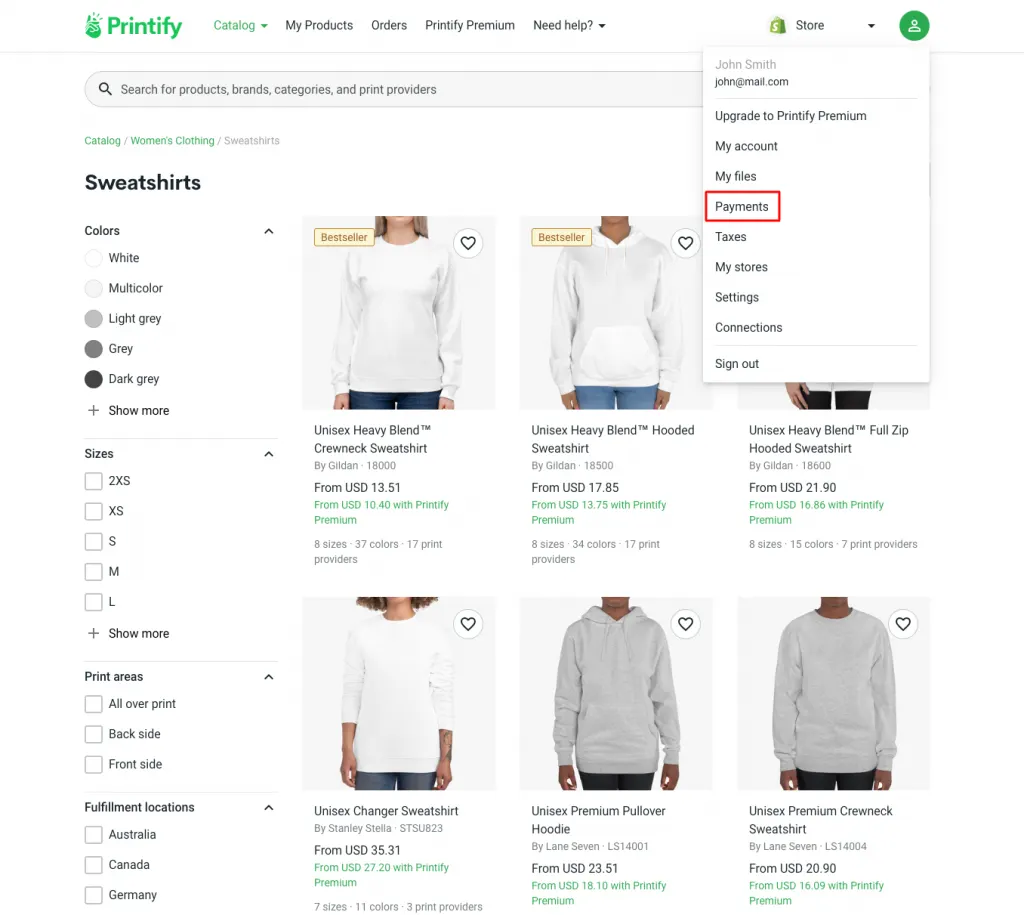 How does shipping work Printify?