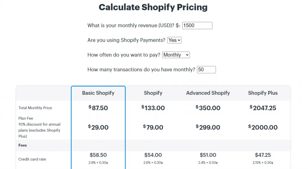 Is Shopify paid monthly or yearly?