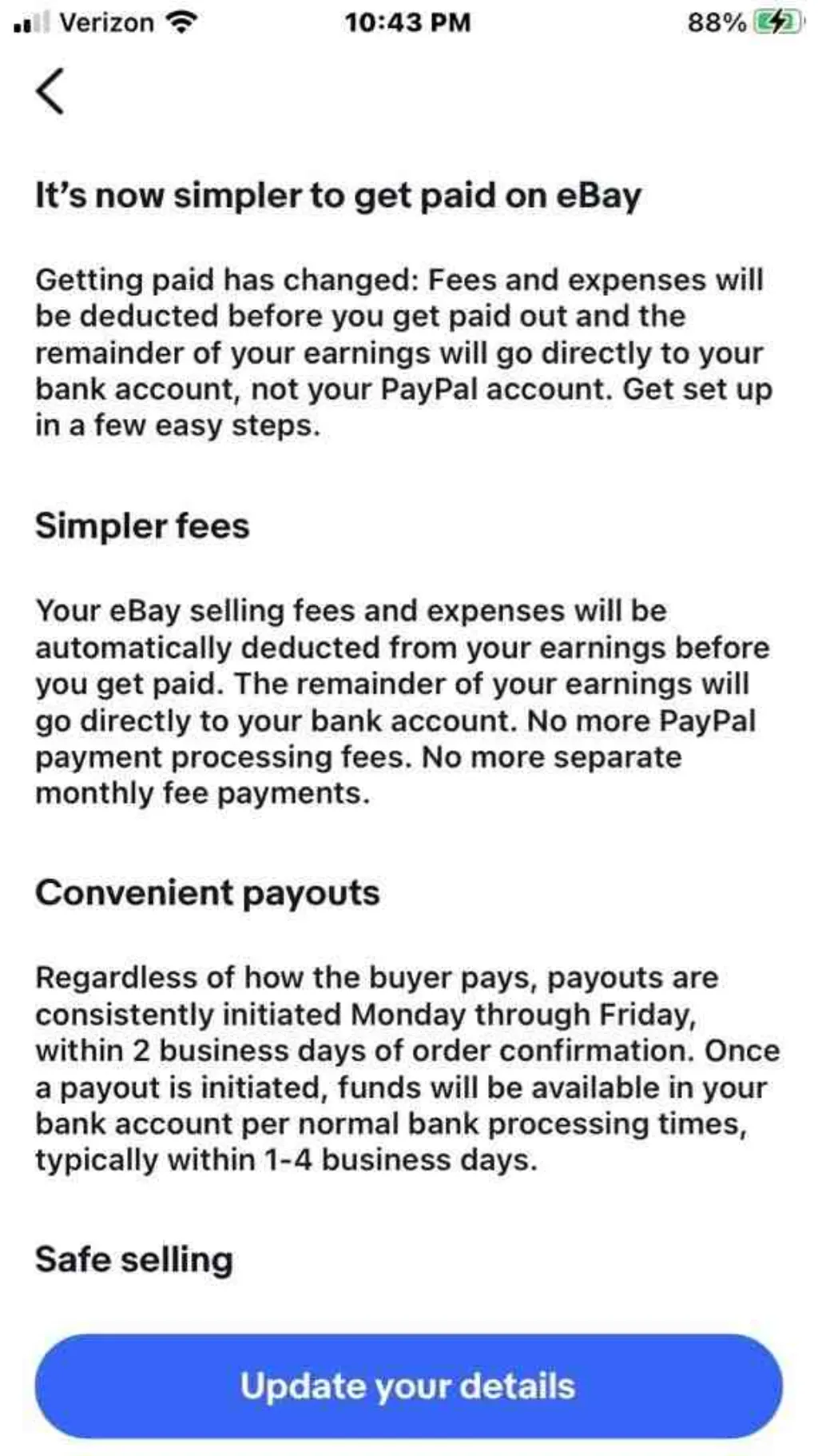 Why can't I delete my bank account from eBay?